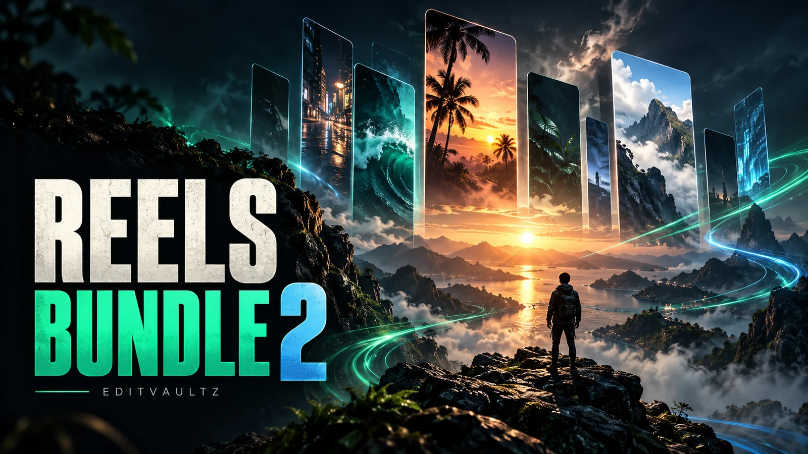 Original EditVaultz illustrated cover for Reels Bundle 2; not a file preview