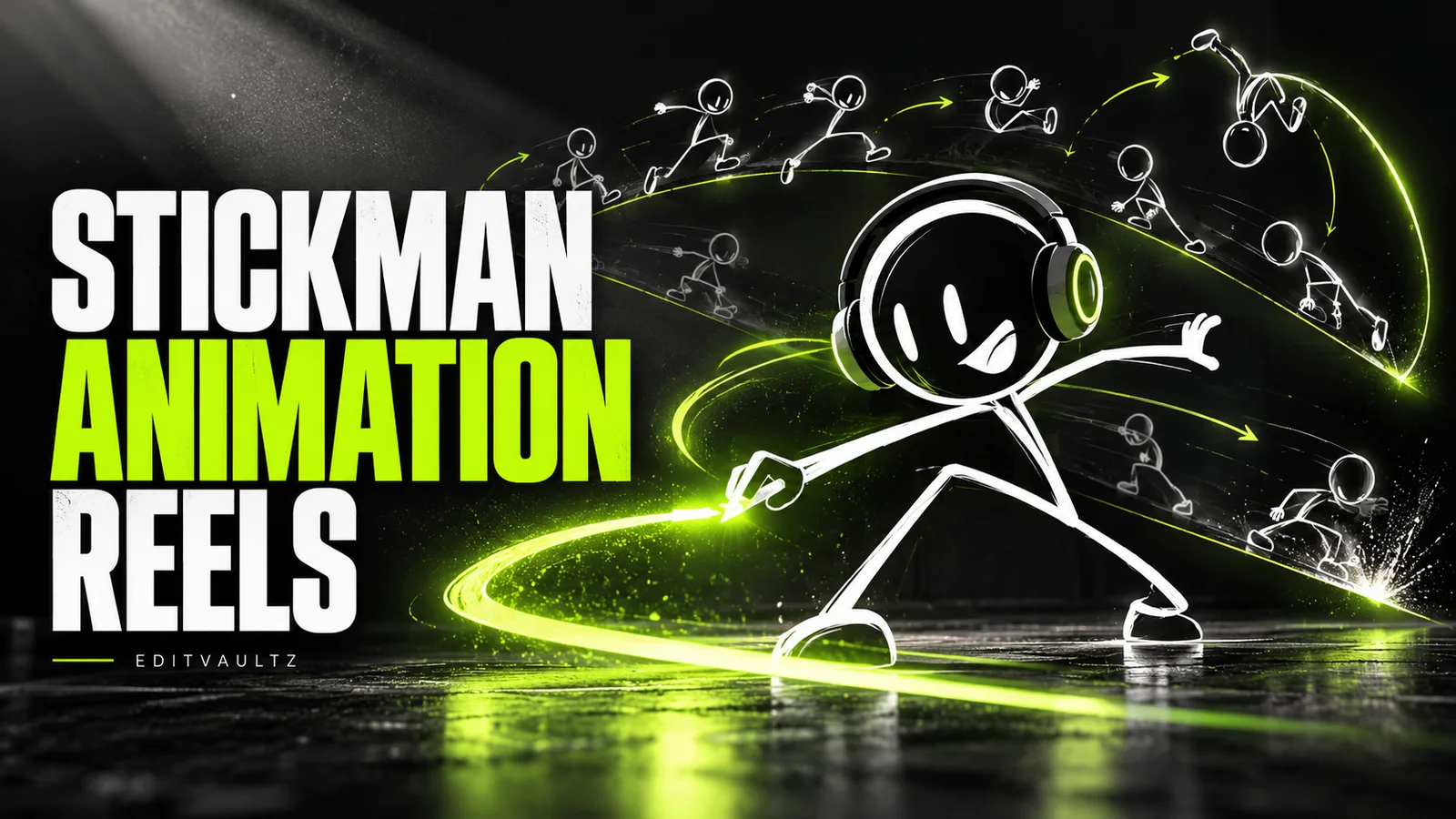 Original EditVaultz illustrated cover for Stickman Animation Reels; not a file preview