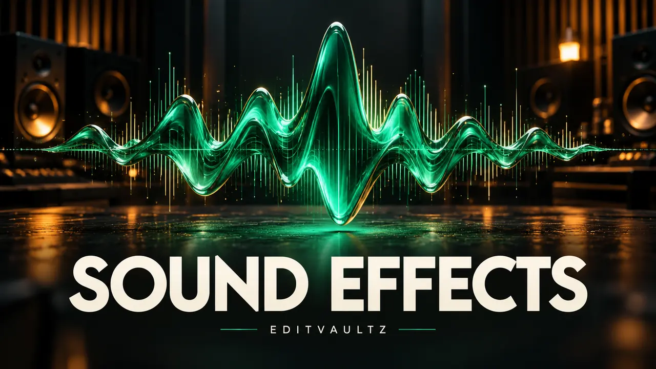 Illustrated emerald audio waveform and frequency bars