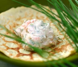 Kalla crêpes med räkor (förrätt)