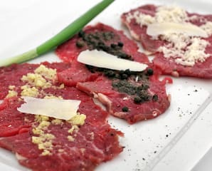 Carpaccio variazione-tre sorters oxfilé (förrätt)