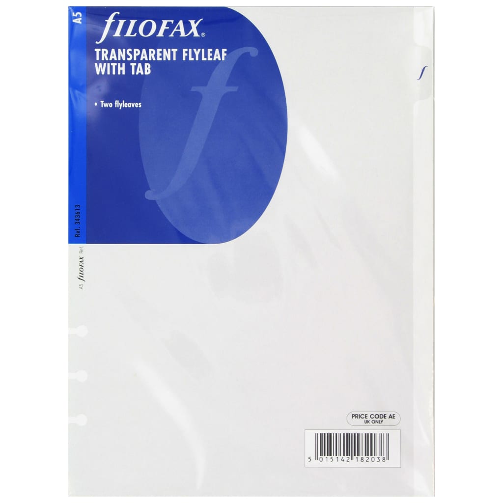 Flyleaf Sample Paper FILOFAX A5 TRANSPARENT FLYLEAF W/TAB 2PK