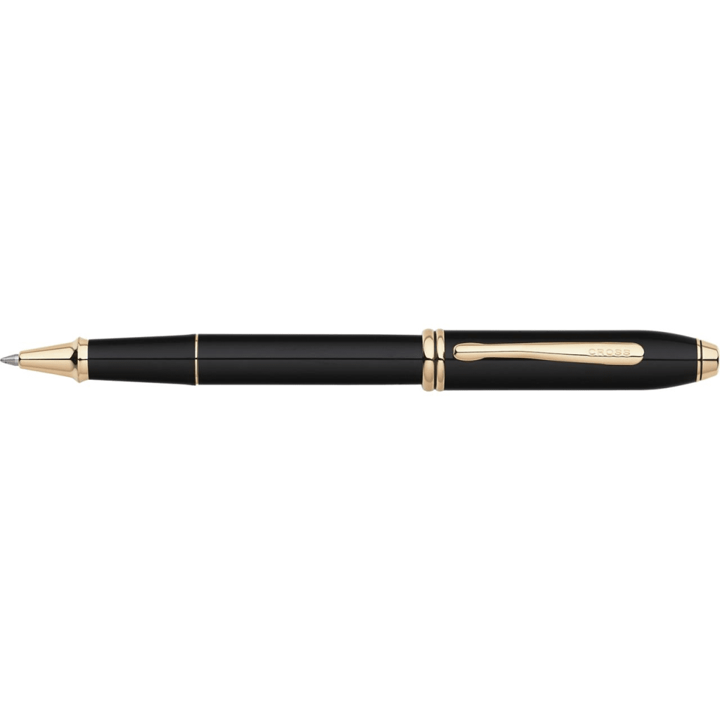 Cross Townsend Lacquer Black with 23KT Gold Plated Appointments Rollerball Pen Item# 575 - Image 2