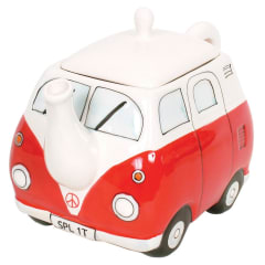 PEACE CAMPERVAN TEAPOT RED