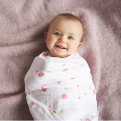 MUSLIN SWADDLE WRAP 2PK CHERRY DELIGHT