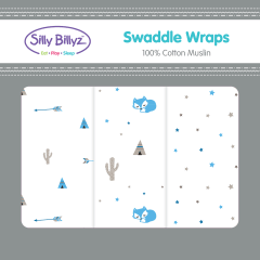 MUSLIN SWADDLE WRAP 3PK - FOX & ARROW