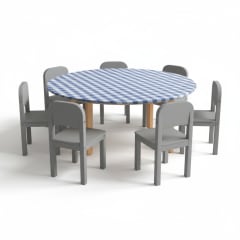 SILLY BILLYZ TABLECLOTH BLUE GINGHAM 120CM ROUND