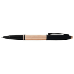 Calais Brushed Rose Gold/Black Rollerball Pen