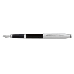 Century II Black Lacquer Fountain Pen, Fine Nib with Chrome Polished Trim