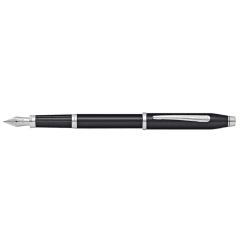 Century II Black Lacquer Fountain Pen (Medium Nib) with Chrome PT