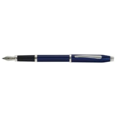 Century II Blue Lacquer Fountain Pen, Fine Nib with Chrome Polished Trim