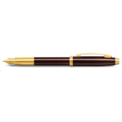 100 Coffee Brown with Gold PVD Trim Medium Fountain Pen