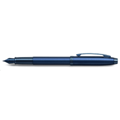 100 Satin Blue with Blue PVD Trim Medium Fountain Pen