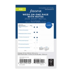 Filofax 2025 Mini Refill Week to view Traditional w/nt4Lng FSC