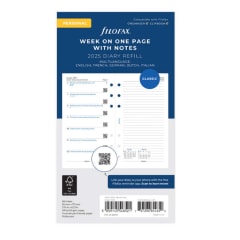 Filofax 2025 Personal Refill Week to View w/nts 5 Languge FSC
