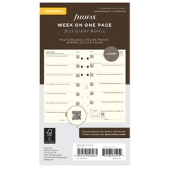 Filofax 2025 Personal Refill 2 Week to View Cotton Cream 5 Language FSC