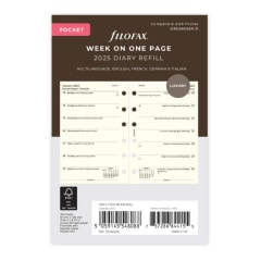 Filofax 2025 Pocket Refill 2 week to view Cotton Cream 4 Lang FSC