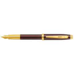 Sheaffer 100 Coffee Brown /Gold PVD Trim Fine Nib Fountain Pen