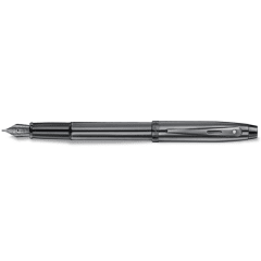 Sheaffer 100 Gloss Dark Grey Gunmetal PVD Trm Medium Fountain Pen