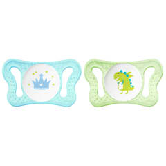 Soother:Physio Micro Sil 0-2m Blu/Gn 2pc