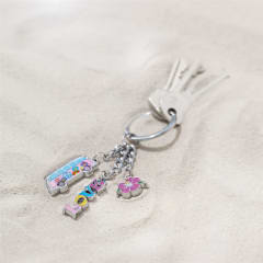 Keyring 3 Charms, VW, flower & love