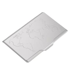 B/Card case world map 10 card silver