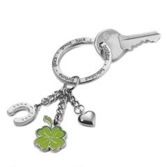 Keyring 3 Charms Horseshoe, clover,heart