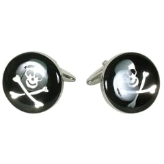 1852 SKULL & XBONES CUFFLINK BLACK