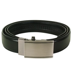 BLK LEATHER BELT&#08 SLV BUCKLE 135CM