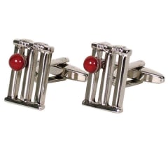 CRICKET WICKETS CUFFLINKS SILVER