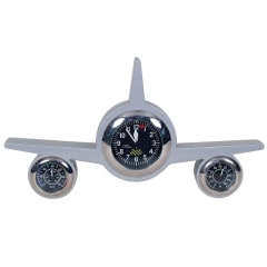 RETRO WEATHER CLOCK PLANE SILVER