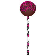 7208 15CM CAKEPOP STKS PINK LEOPARD 24PC