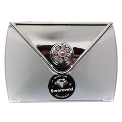 COMOY COMPACT MIRROR 3X SWAROVSKI CRYSTAL SLVR
