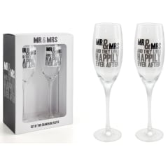 MR MRS HAPPY CHAMPAGNE FLUTE