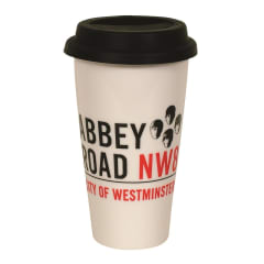 ABBEY ROAD DBLE WALL TALL/BLK LID MUG