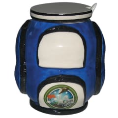 GOLF SUGAR BOWL W LID N SPOON BLUE