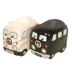 PEACE CAMPERVAN EGG CUP BLK/WHITE SET 4