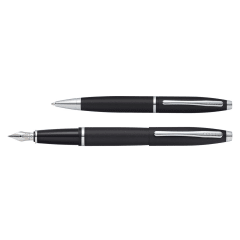 Calais Matt Black Ballpoint & Fountain Pen Gift Set