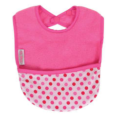 FLEECE POCKET BIB CERISE/DOTS