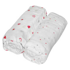 MUSLIN SWADDLE WRAP 2PK - GIRL