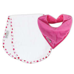 SILLY BILLYZ SHOULDER BIB/BANDANA SET - CERISE DOT