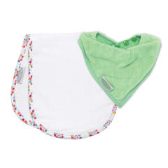 SILLY BILLYZ SHOULDER BIB/BANDANA SET - MINT PANSY