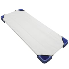 STACKER BED SHEET WHITE/NAVY FITTED P/C