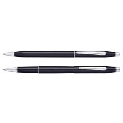 Classic Century Black Lacquer Ballpoint & Rollerball Pen Set