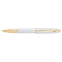 Sheaffer® 100 9340 Bright Chrome Fountain Pen With Gold-tone trim - Medium