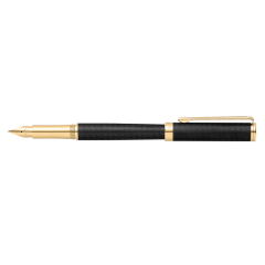 Intensity Engraved Matt Black/Gold Trim Medium Fountain Pen