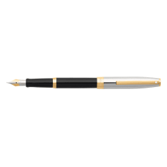 Sagaris Black with chrome Cap & Gold Trim Fine Fountain Pen