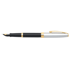 Sagaris Black with chrome Cap & Gold Trim Fine Fountain Pen