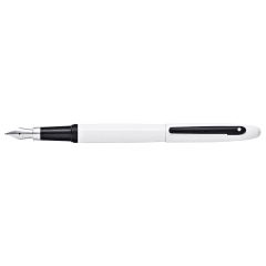 VFM White Lacquer & Black Fine Fountain Pen