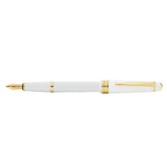 Bailey Light Gloss White/Gold Fountain Pen, Fine Nib